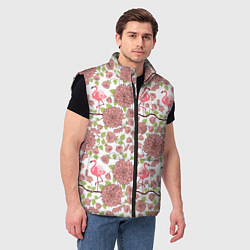 Мужской жилет Фламинго и лотосы, цвет: 3D-черный — фото 2