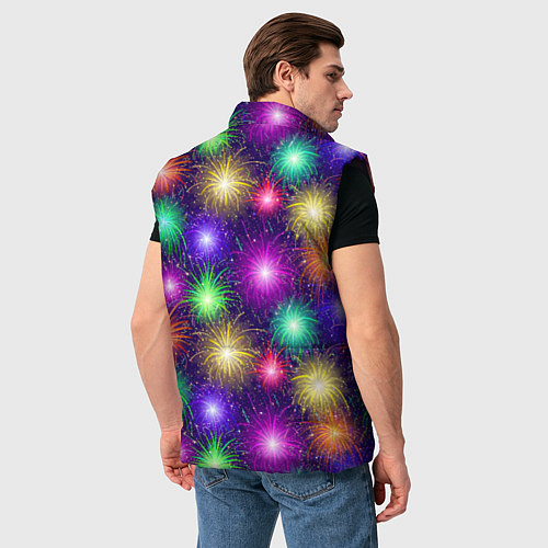 Мужской жилет Праздничный салют - фейерверк / 3D-Черный – фото 4