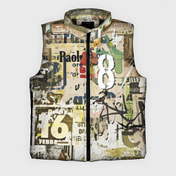 Мужской жилет Восьмёрка на фоне рваных афиш, цвет: 3D-черный