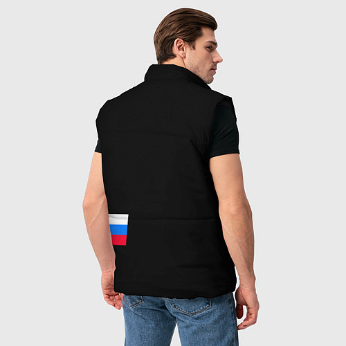 Мужской жилет Россия и три линии на черном фоне / 3D-Черный – фото 4
