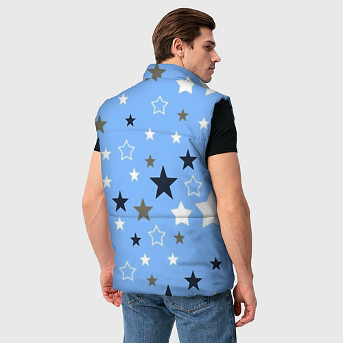 Мужской жилет Звёзды на голубом фоне / 3D-Черный – фото 4