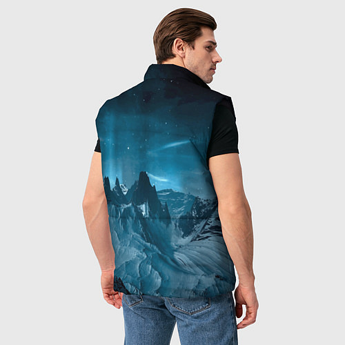 Мужской жилет Снежные горные вершины / 3D-Черный – фото 4