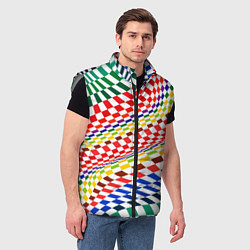 Мужской жилет Разноцветная оптическая иллюзия, цвет: 3D-светло-серый — фото 2