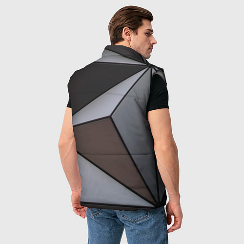 Мужской жилет Металлическая геометрическая броня / 3D-Светло-серый – фото 4