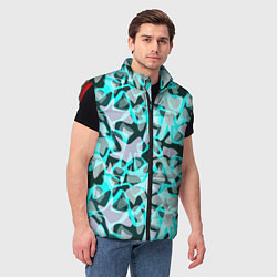Мужской жилет Пятнистый абстрактный узор серый с бирюзовыми лини, цвет: 3D-красный — фото 2
