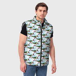 Мужской жилет Домики на еловых ветках - паттерн, цвет: 3D-светло-серый — фото 2