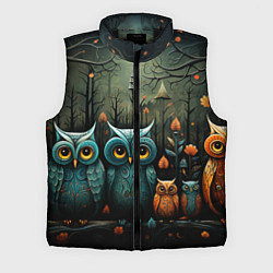 Мужской жилет Совы в стиле Folk Art, цвет: 3D-черный