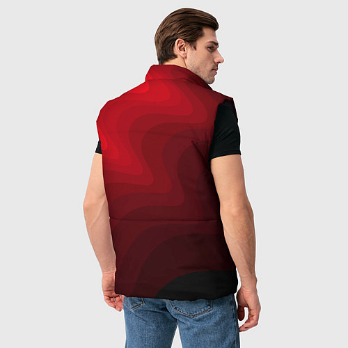 Мужской жилет Красный абстрактный фон волны / 3D-Черный – фото 4