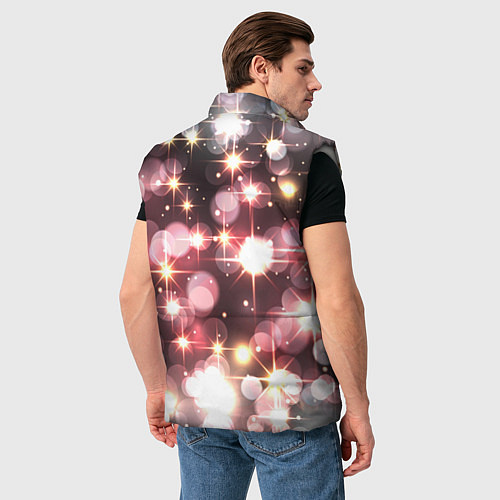 Мужской жилет Сияние розовых и золотых блесток на черном фоне / 3D-Светло-серый – фото 4