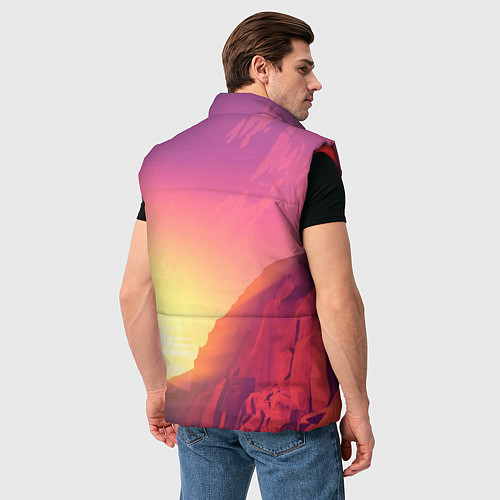 Мужской жилет Firewatch - Солнечный закат посреди гор / 3D-Красный – фото 4