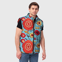 Мужской жилет Эффект вышивки маки, цвет: 3D-красный — фото 2
