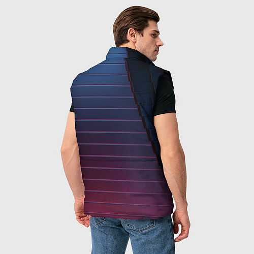 Мужской жилет Абсрактная лестничная тёмно-синяя текстура / 3D-Черный – фото 4
