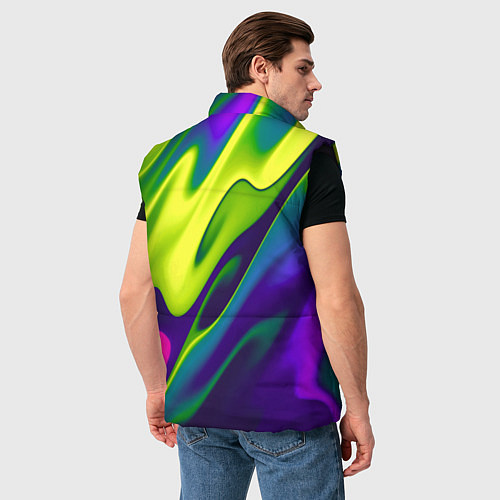 Мужской жилет Сине-зелёное и фиолетовое абстрактное слияние / 3D-Черный – фото 4