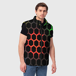 Мужской жилет Gradient hexagon genshin, цвет: 3D-черный — фото 2