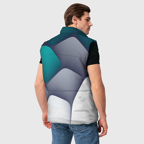 Мужской жилет Серо-бело-синий каменный паттерн / 3D-Черный – фото 4