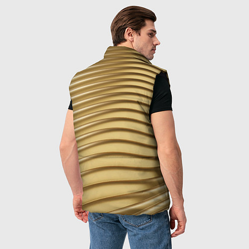 Мужской жилет Золотой волнистый фон / 3D-Черный – фото 4