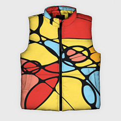 Мужской жилет Яркий абстрактный узор из цветных овалов и плавных, цвет: 3D-черный