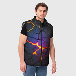 Мужской жилет Неоновые трещины - лава, цвет: 3D-светло-серый — фото 2