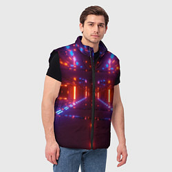 Мужской жилет Неоновые разнообразные абстрактные лучи, цвет: 3D-черный — фото 2