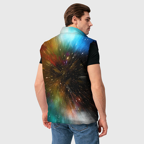 Мужской жилет Бескрайний космос - неон / 3D-Черный – фото 4