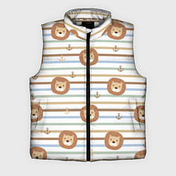 Мужской жилет Лев и якори: полосы - паттерн, цвет: 3D-светло-серый
