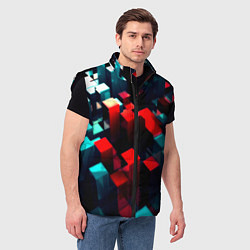 Мужской жилет Digital abstract cube, цвет: 3D-черный — фото 2