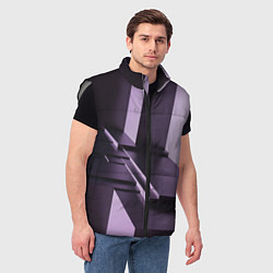 Мужской жилет Фиолетовая геометрия, цвет: 3D-светло-серый — фото 2