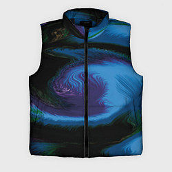 Мужской жилет Голубой и фиолетовый абстракт, цвет: 3D-черный