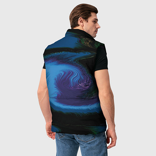 Мужской жилет Голубой и фиолетовый абстракт / 3D-Черный – фото 4