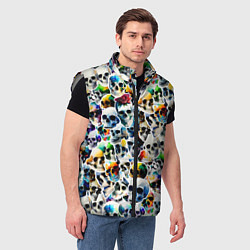 Мужской жилет Акварельные черепа, цвет: 3D-светло-серый — фото 2