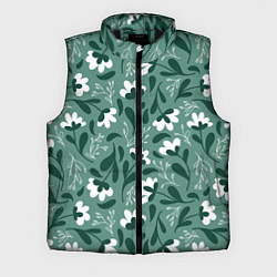 Мужской жилет Белые цветы - паттерн, цвет: 3D-черный