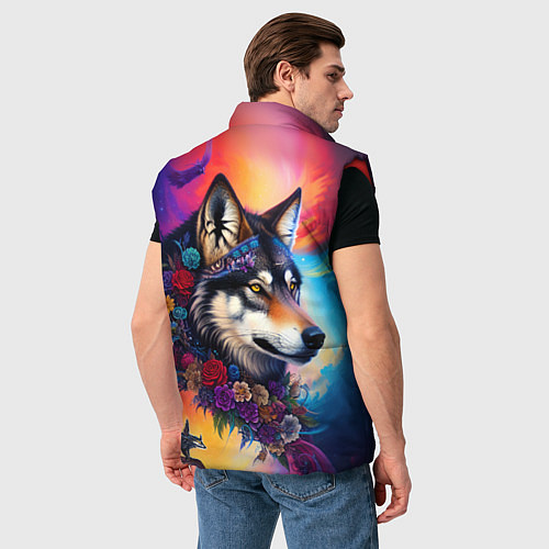 Мужской жилет Волк бохо - нейросеть / 3D-Красный – фото 4