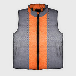 Мужской жилет Кожа серая оранжевая, цвет: 3D-черный