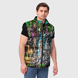 Мужской жилет Красочный фон в стиле гранж, цвет: 3D-черный — фото 2