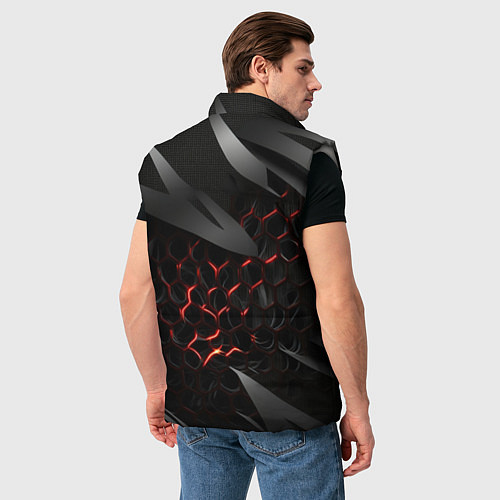 Мужской жилет Black and red abstract / 3D-Светло-серый – фото 4