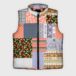 Мужской жилет Пэчворк из разноцветных лоскутов в оранжевых и сер