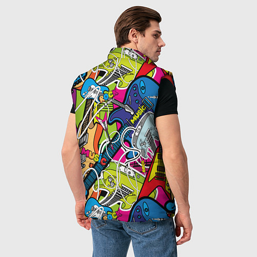 Мужской жилет Guitars - pop art pattern / 3D-Красный – фото 4