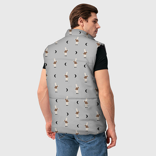 Мужской жилет Зайка и луна - паттерн серый / 3D-Черный – фото 4