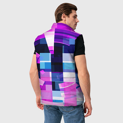 Мужской жилет Розовые фигуры и глитчи / 3D-Черный – фото 4