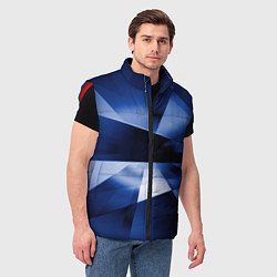 Мужской жилет Синие лучи и отражения в абстракции, цвет: 3D-красный — фото 2