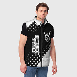 Мужской жилет Five Finger Death Punch и рок символ на темном фон, цвет: 3D-черный — фото 2