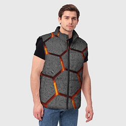 Мужской жилет Металлические плиты и лава, цвет: 3D-черный — фото 2