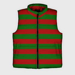Мужской жилет Красно-зеленые полоски, цвет: 3D-черный