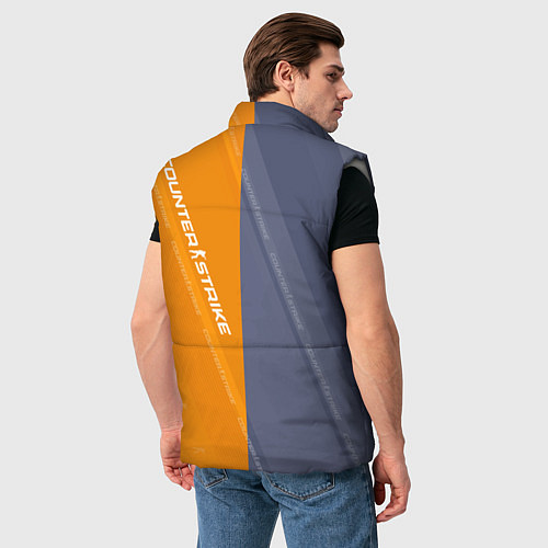 Мужской жилет Counter Strike 2 Blue Orange Pattern / 3D-Светло-серый – фото 4