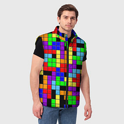 Мужской жилет Тетрис цветные блоки, цвет: 3D-черный — фото 2
