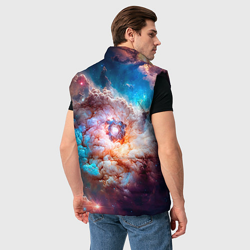 Мужской жилет Небула в космосе в голубо-розовых тонах - нейронна / 3D-Черный – фото 4