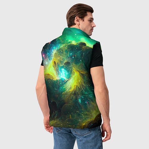 Мужской жилет Небула в космосе в зеленых тонах - нейронная сеть / 3D-Черный – фото 4