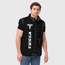 Мужской жилет Tesla speed на темном фоне со следами шин: по-верт, цвет: 3D-черный — фото 2