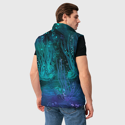 Мужской жилет Абстракция: неоновые огни подводного мира / 3D-Черный – фото 4
