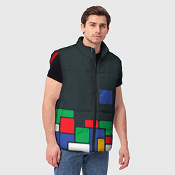 Мужской жилет Падающий блок тетрис, цвет: 3D-красный — фото 2